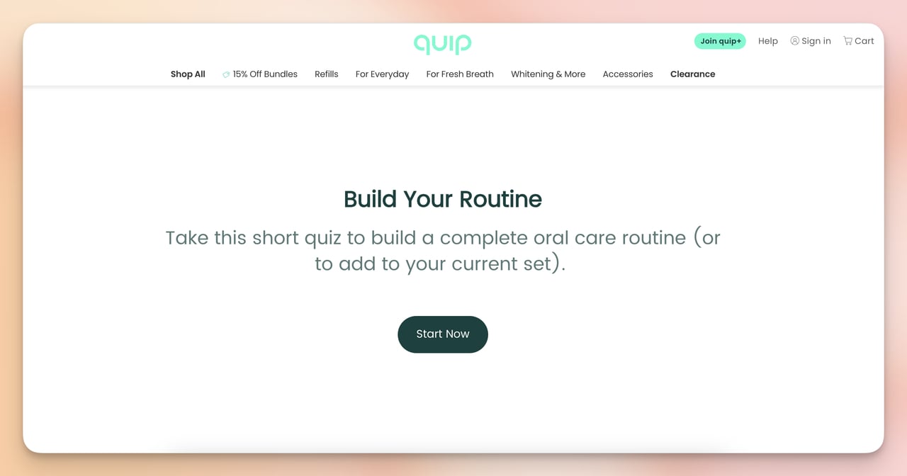 get quip free routine builder with quiz optin page example