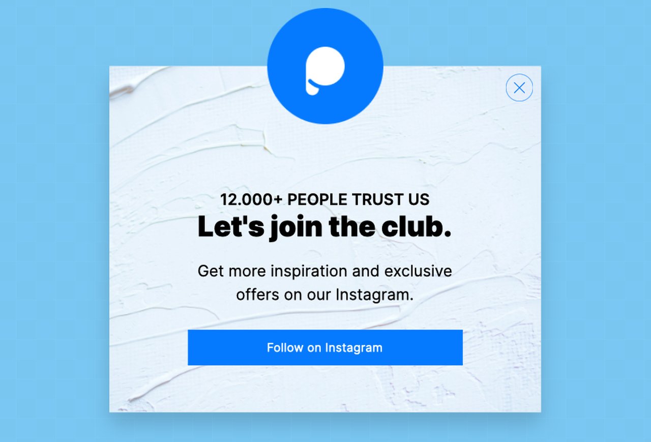 social sharing popup example that says "Let's join the club" with a Popupsmart logo