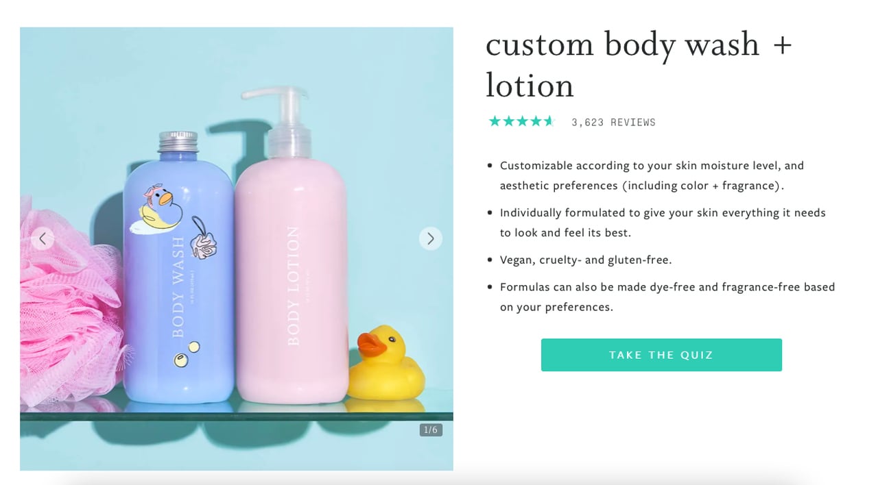 Function of Beauty's product bundle that includes custom body wash and lotion