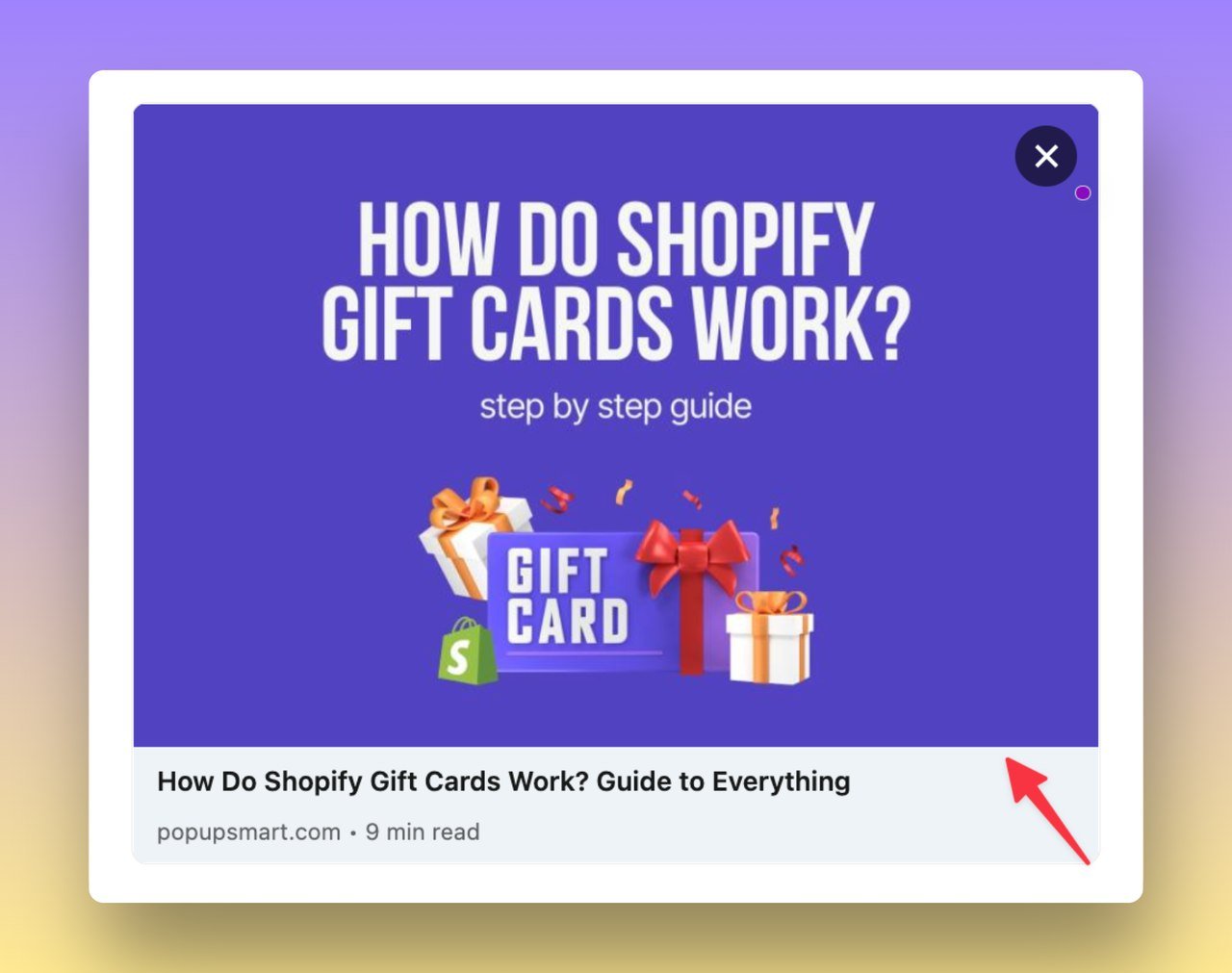 Popupsmart Shopify blog post Open Grapg image and title tags on LinkedIn