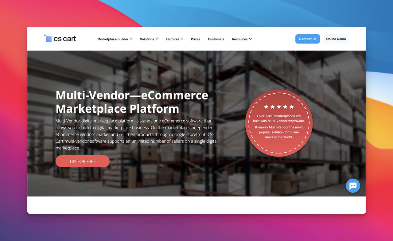 CS Cart multi vendor marketplace platform homepage