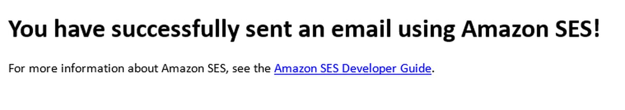 Amazon Ses Console competing email sending test warning.