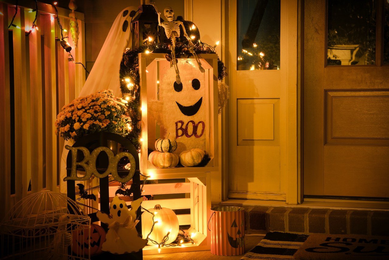 Halloween decorations on a porch