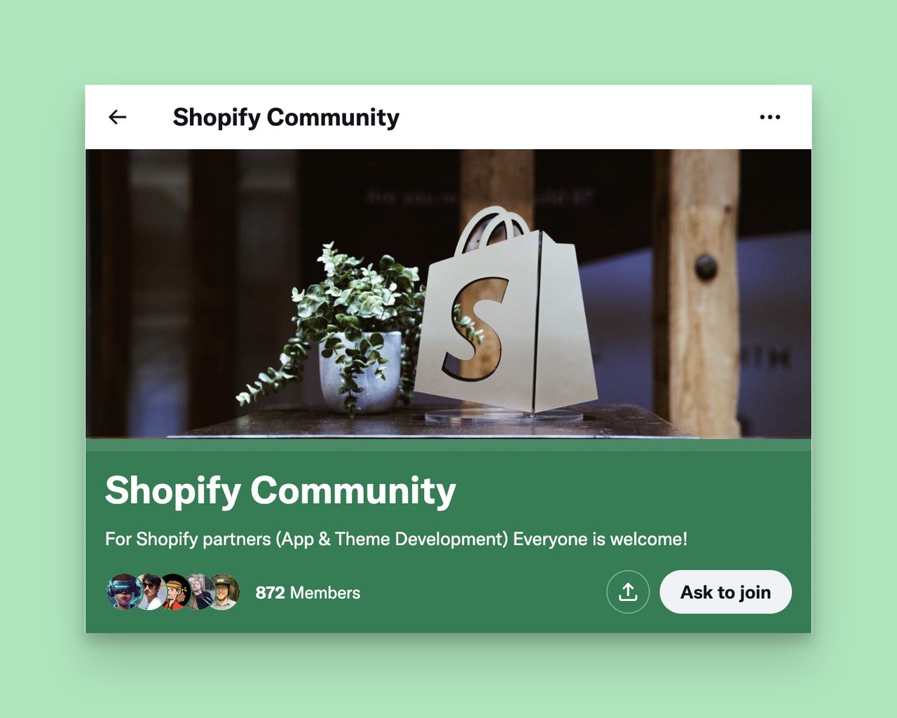 a screenshot of a Shopify community on Twitter showing the Shopify logo