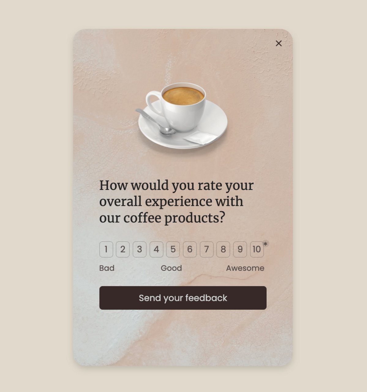 psychographic question popup example about brand-related customer experience