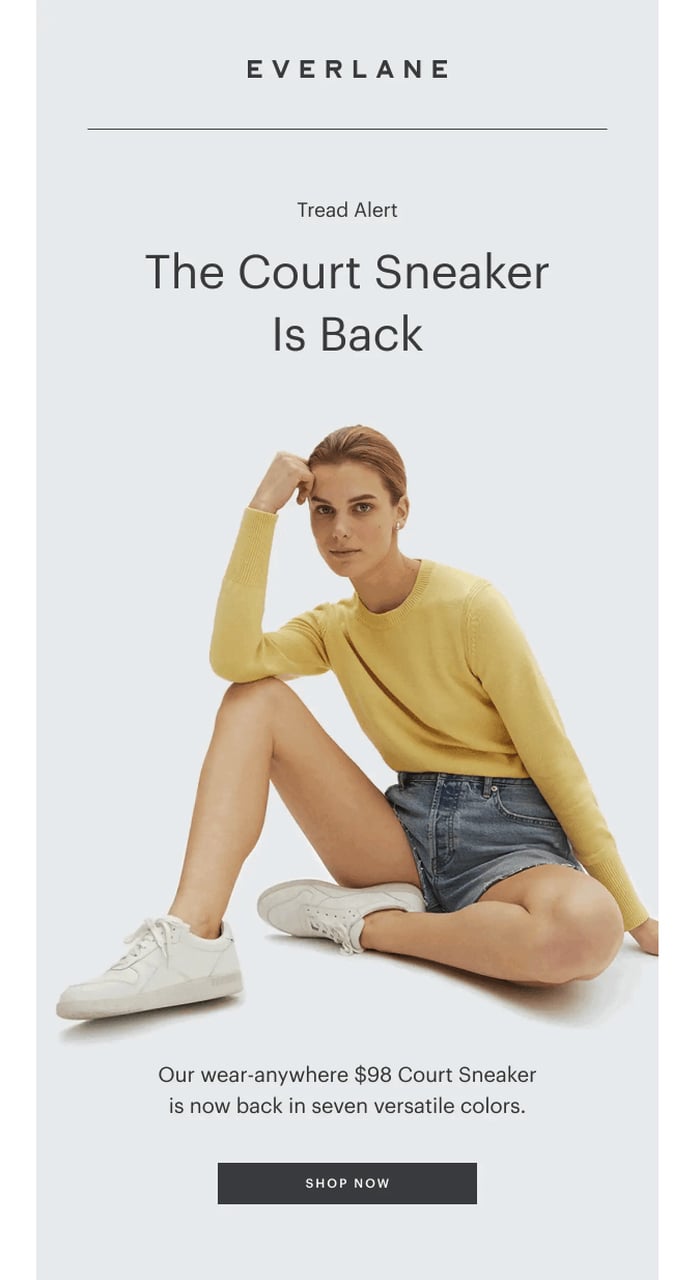 everlane's back in stock email