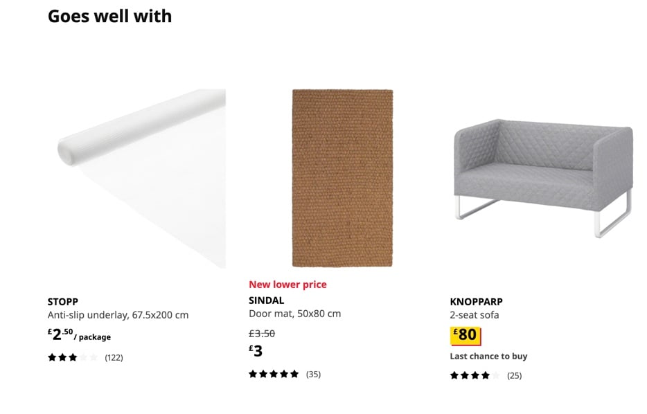 goes well with section product page with three home design items with their prices below