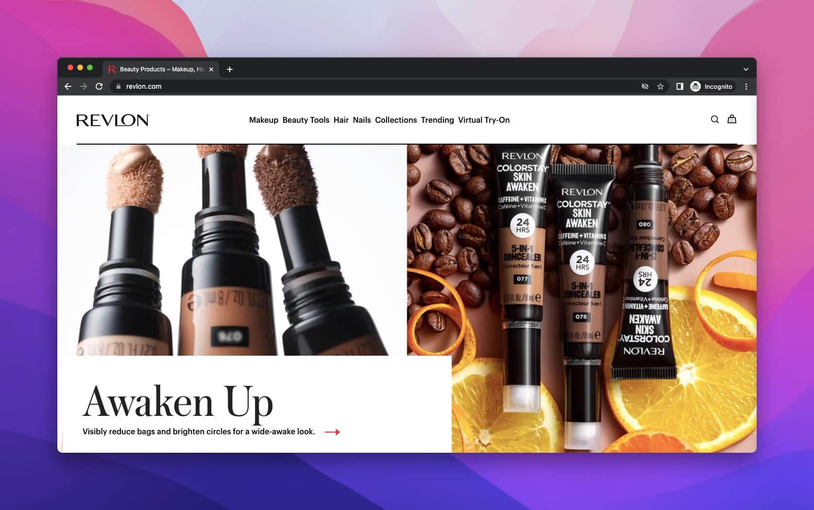 Revlon's concealer commercial on above-the-fold