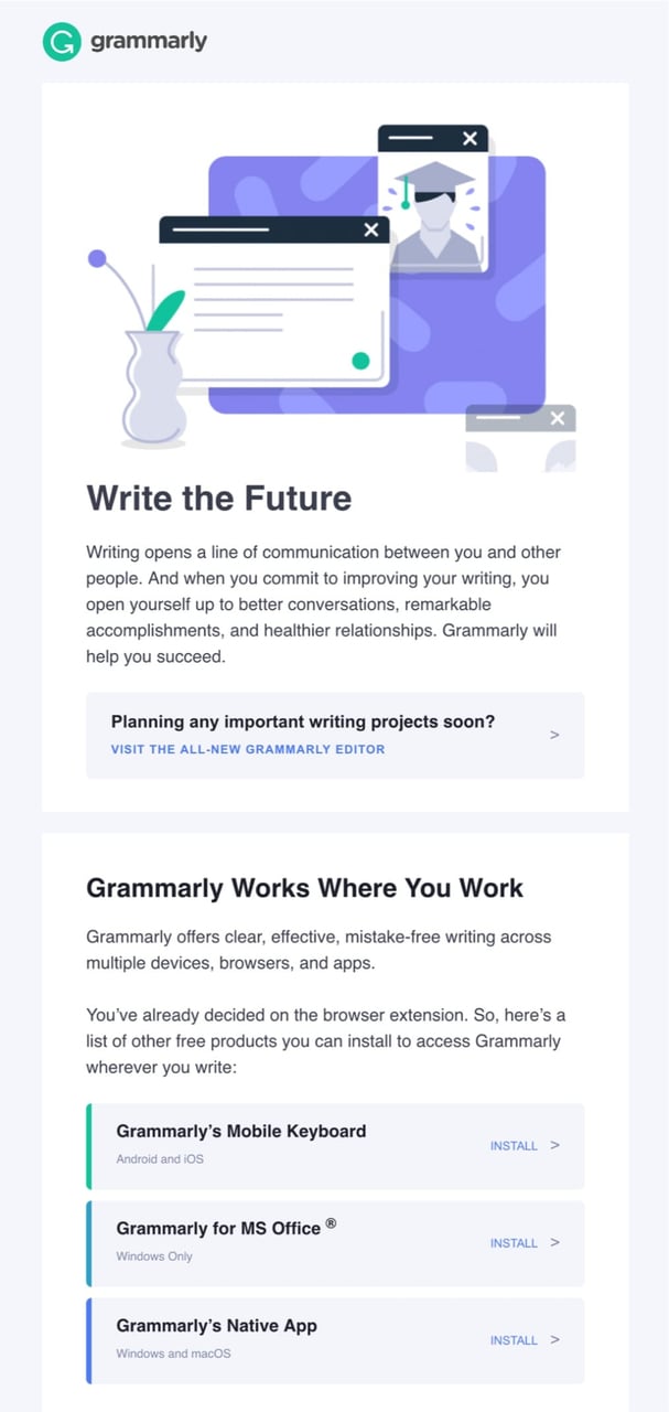 Grammarly email newsletter example