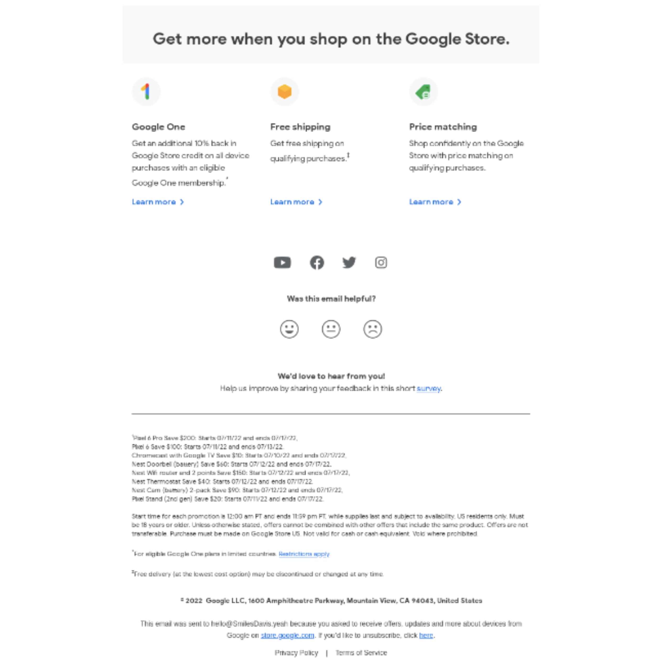 Google Store email footer