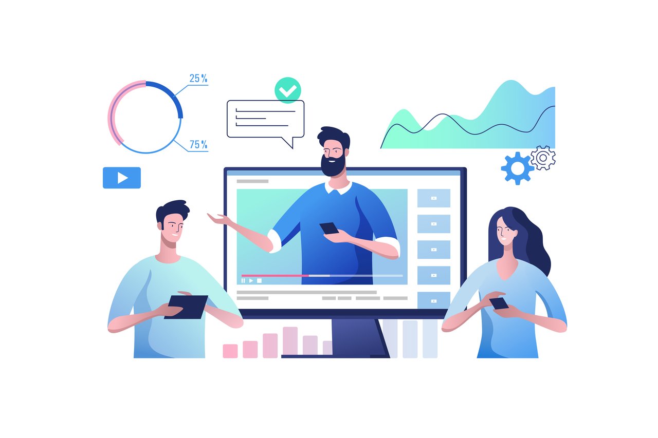 Video marketing, people illustration