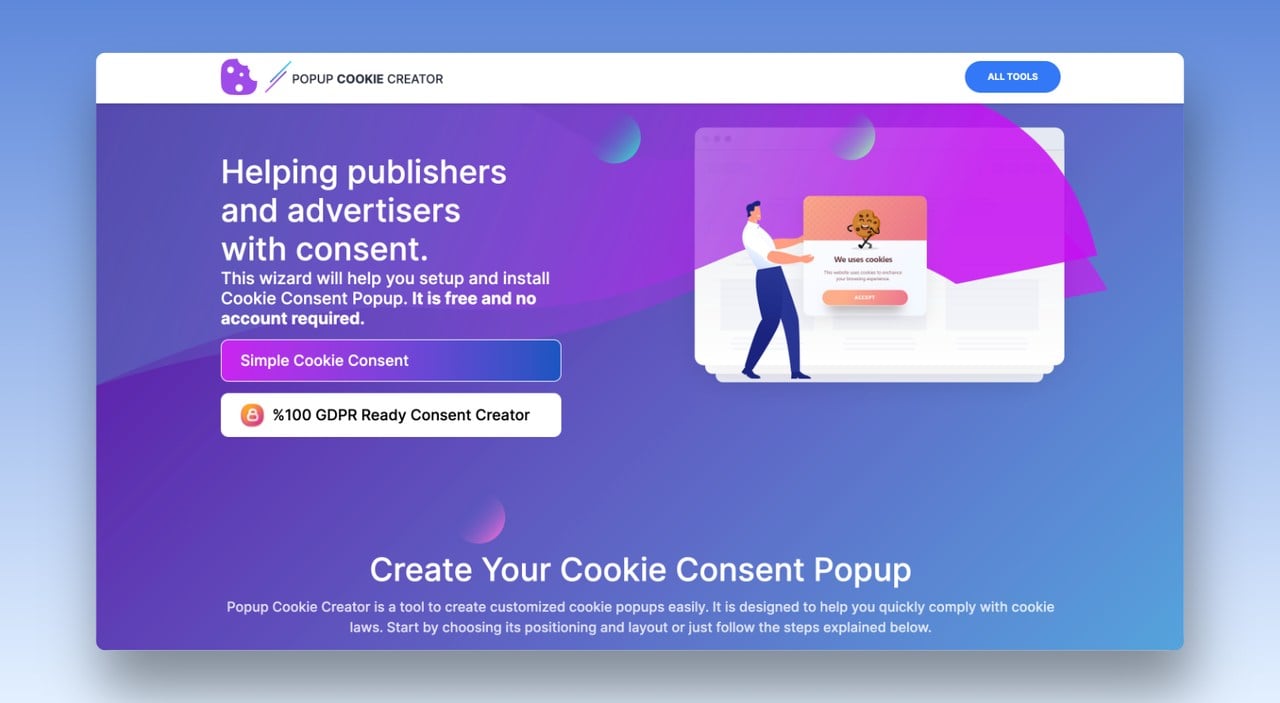 Popupsmart cookie popup creator gomepage