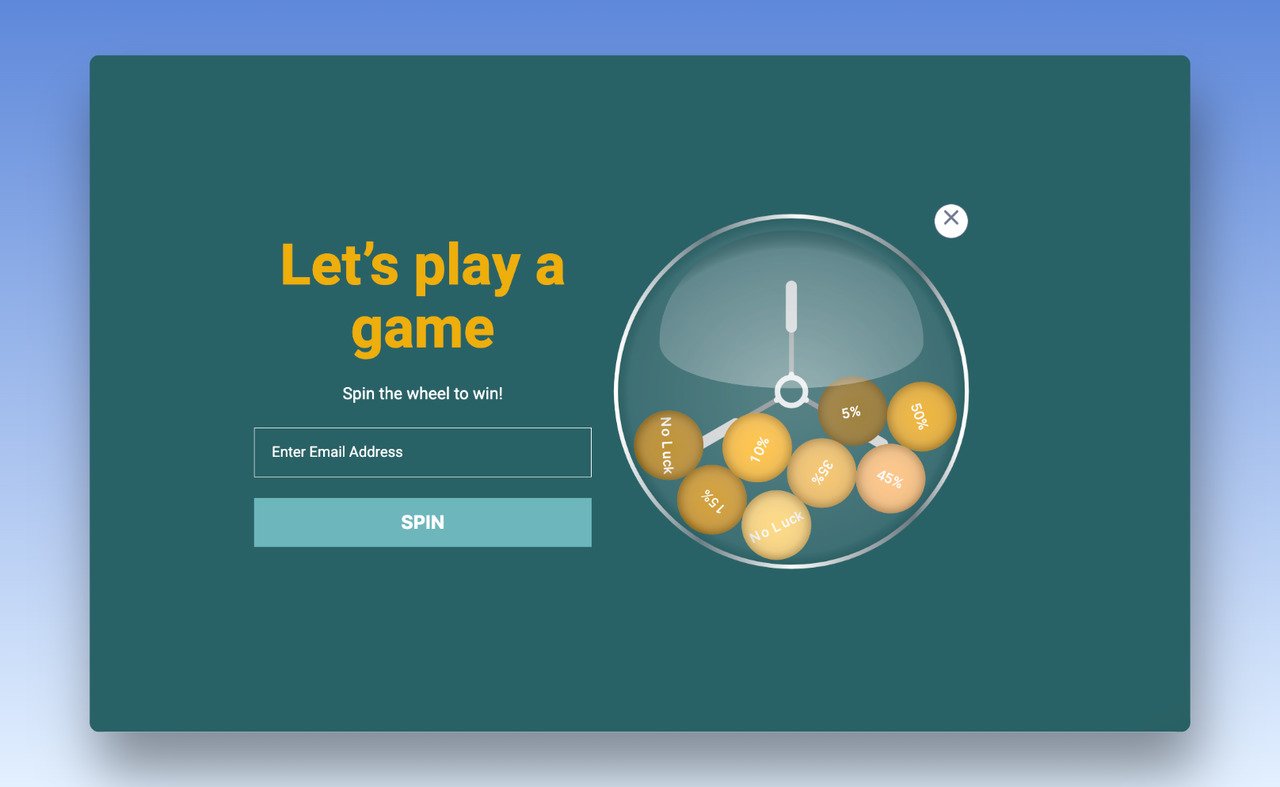 an animated and gamified lottory popup