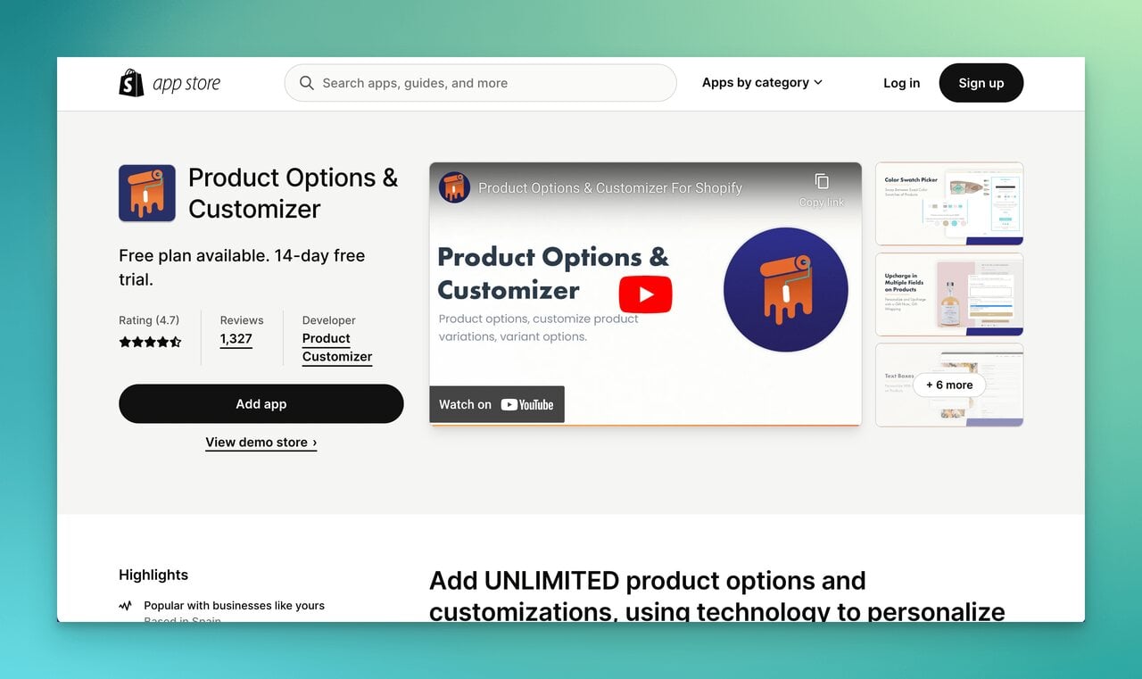 product-options-and-customizer