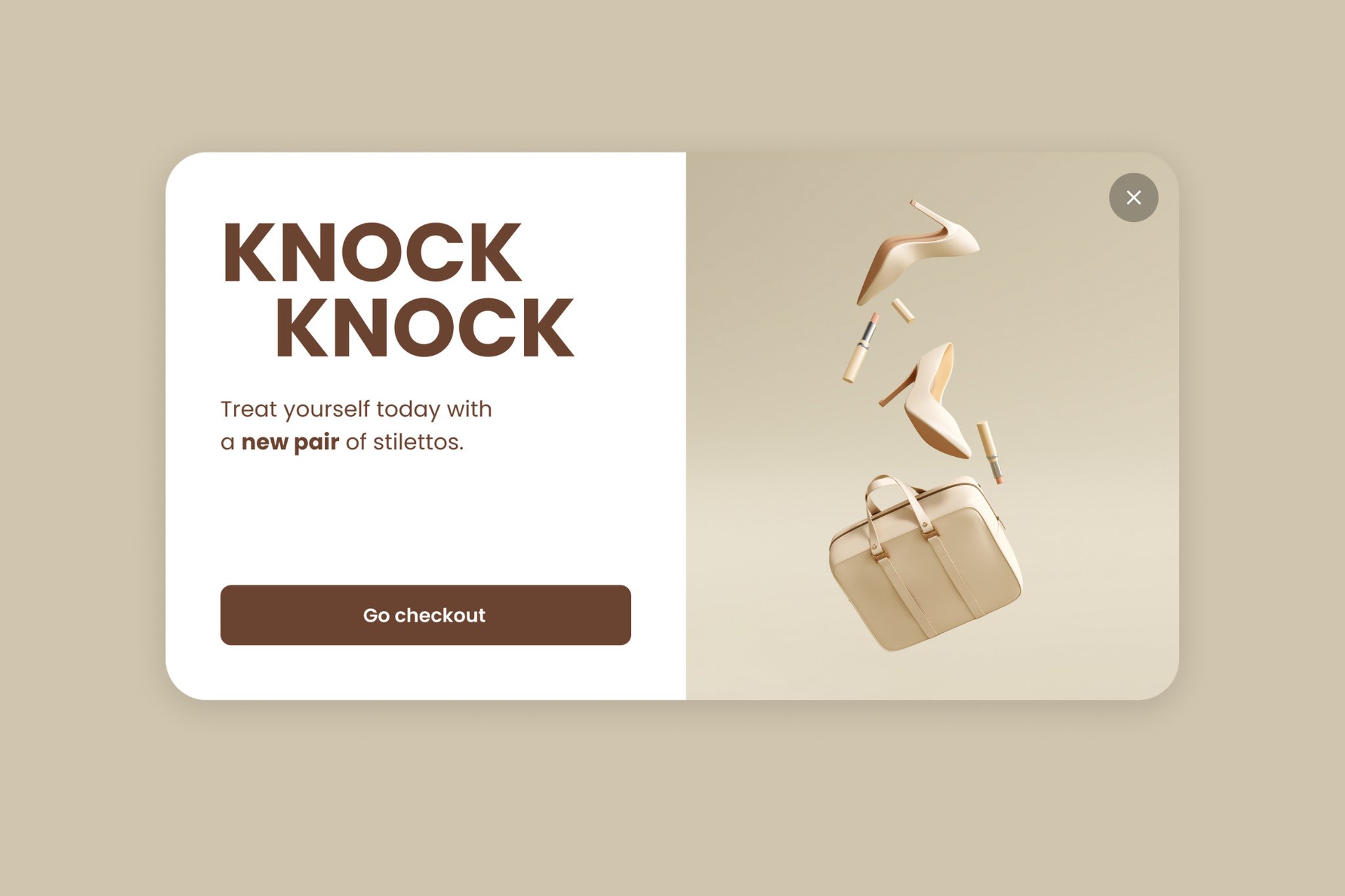 boost product with clear images popup example that says "knock knock"