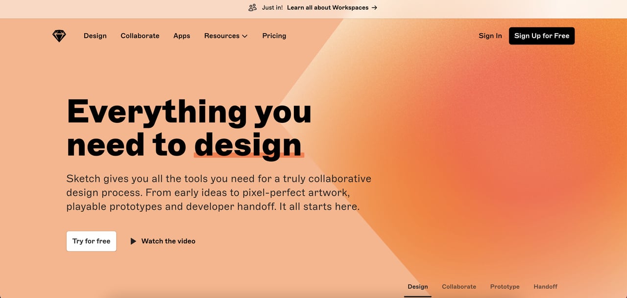 Sketch landing page design for SaaS