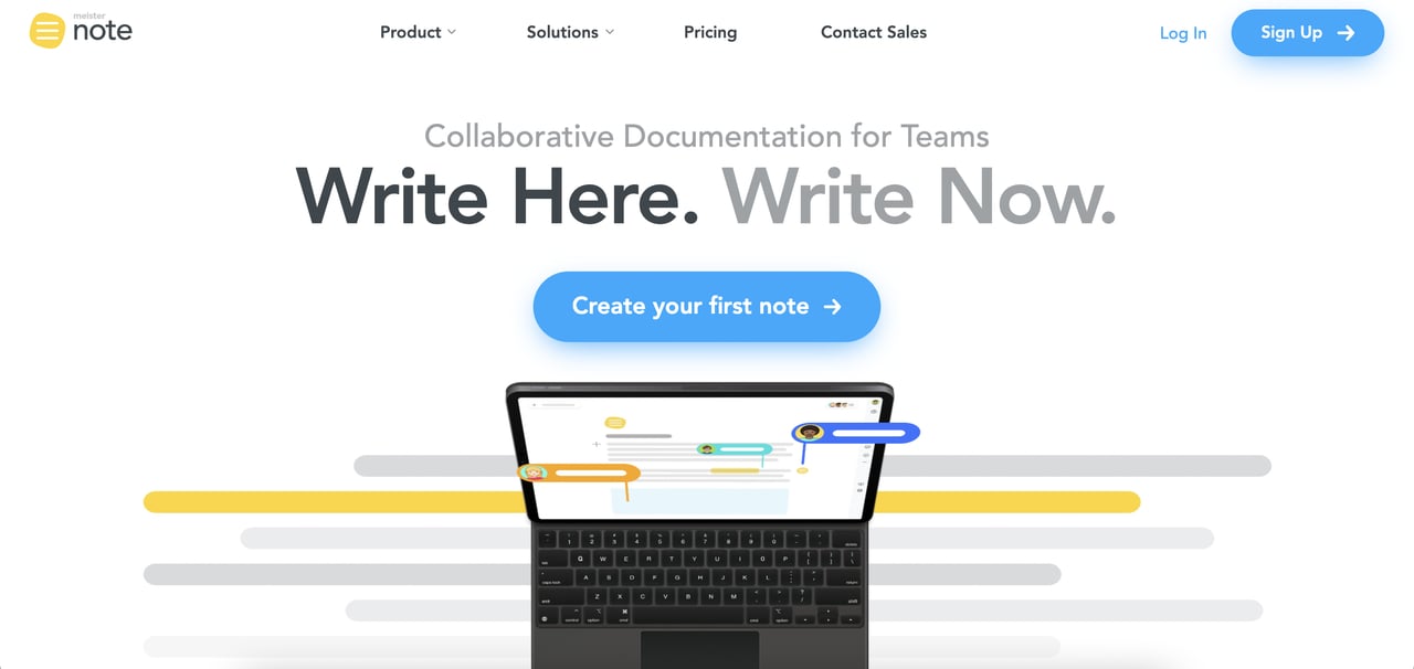 Meisternote SaaS landing page example