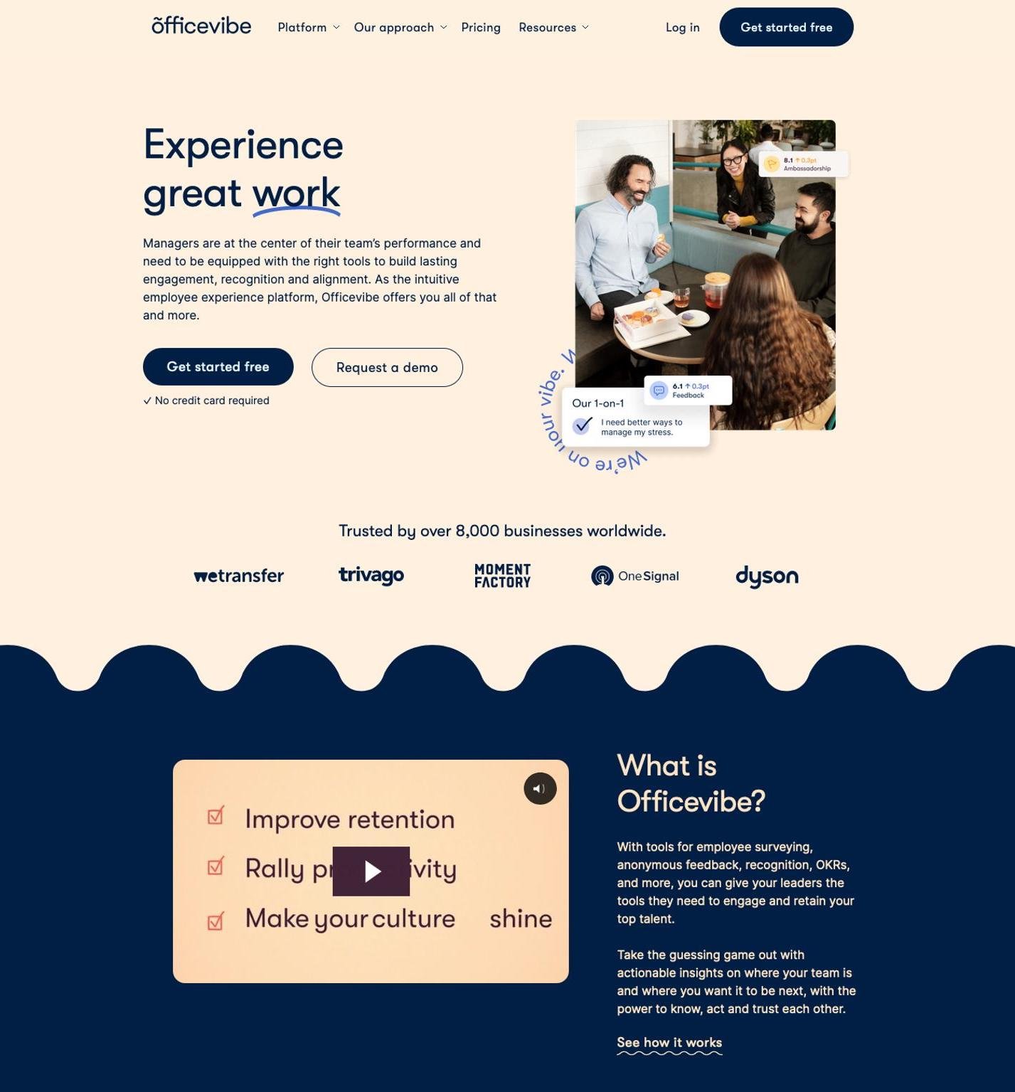 Officevibe landing page