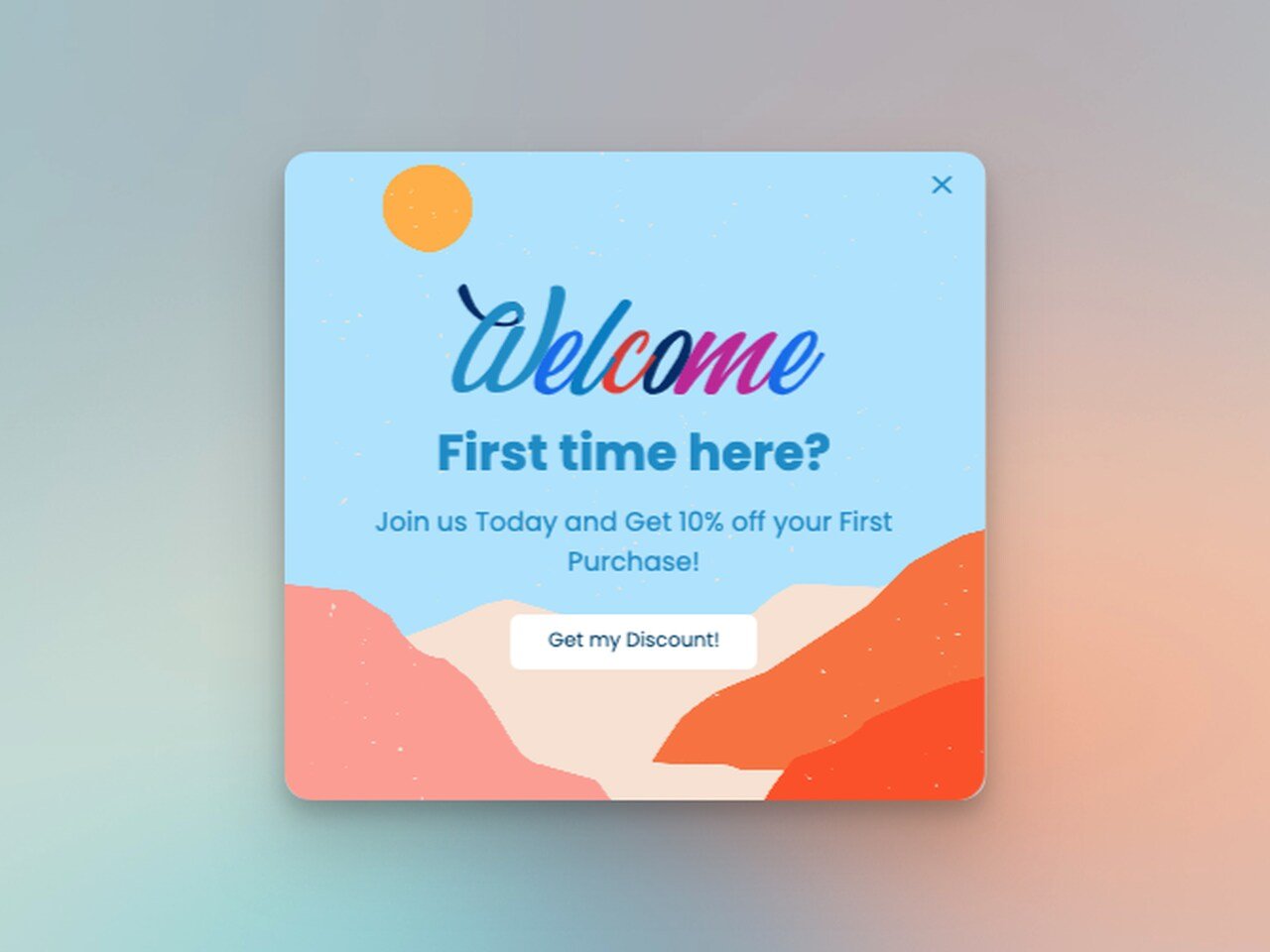 colorful welcome splash popup example