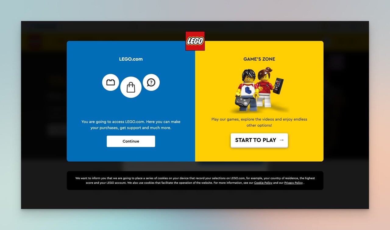 lego splash page example