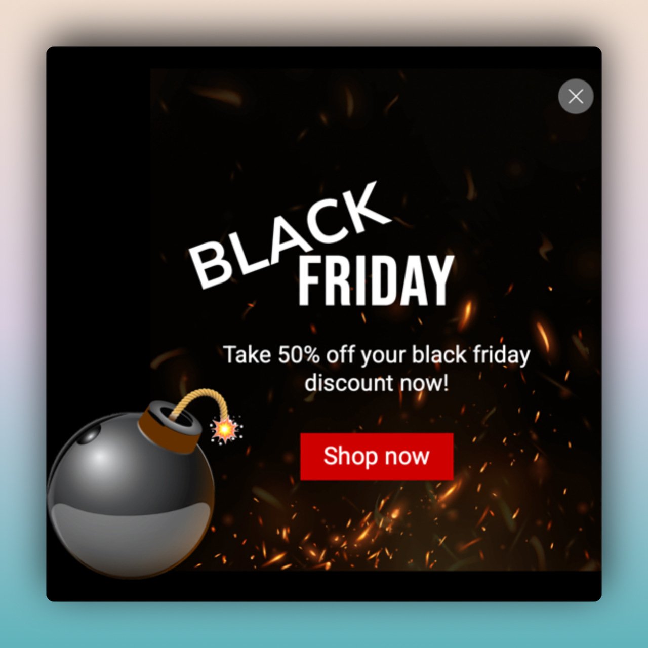 a screenshot of a customized Black Friday popup discount example