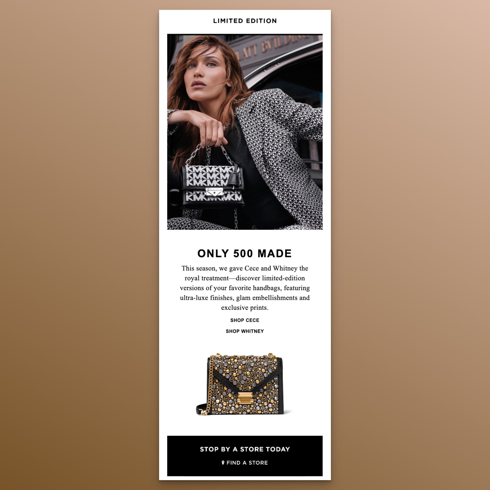 a screenshot of new arrival email from Michael Kors