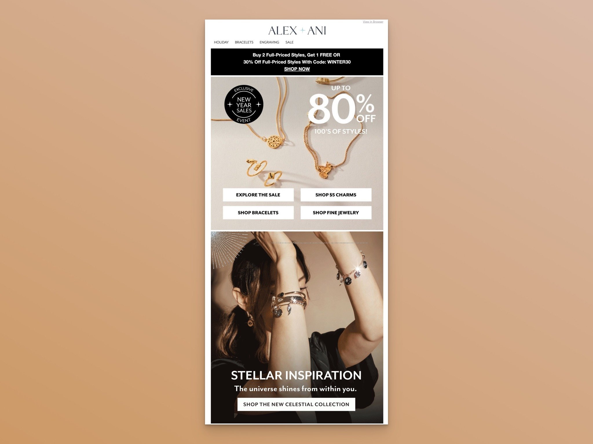 a screenshot of new arrival email from Alex & Ani