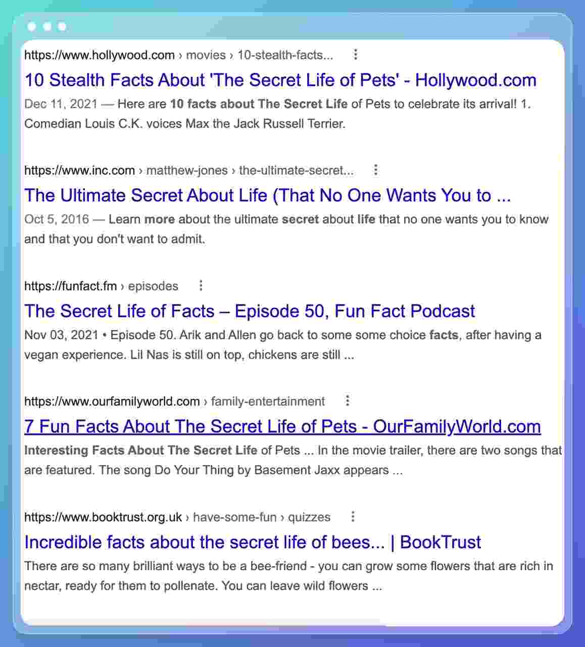 a Google search resault screenshot with different headlines from multiple websites using trigger words like secret and ultimate to draw readers' attention more