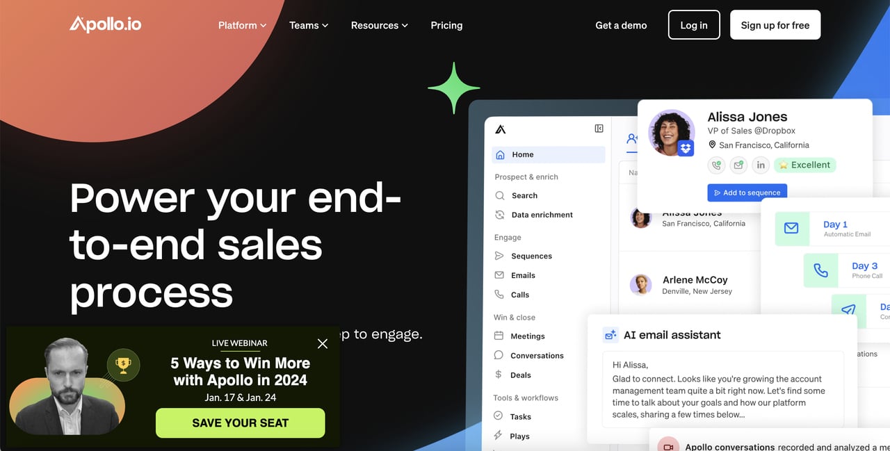 Apollo.io homepage