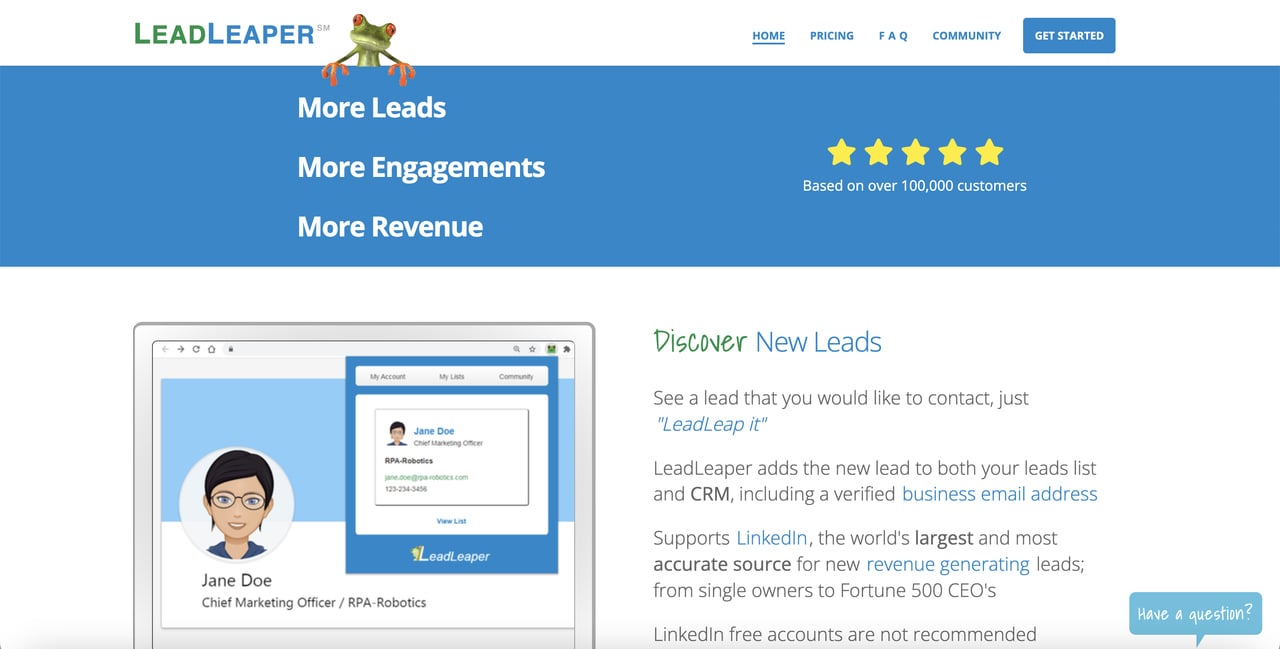 LeadLeaper homepage