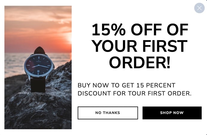 first purchase offer popup discount