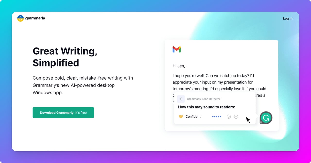 grammarly-website-screenshot-showing-the-tool-and-content-marketing-lead-generation-automation