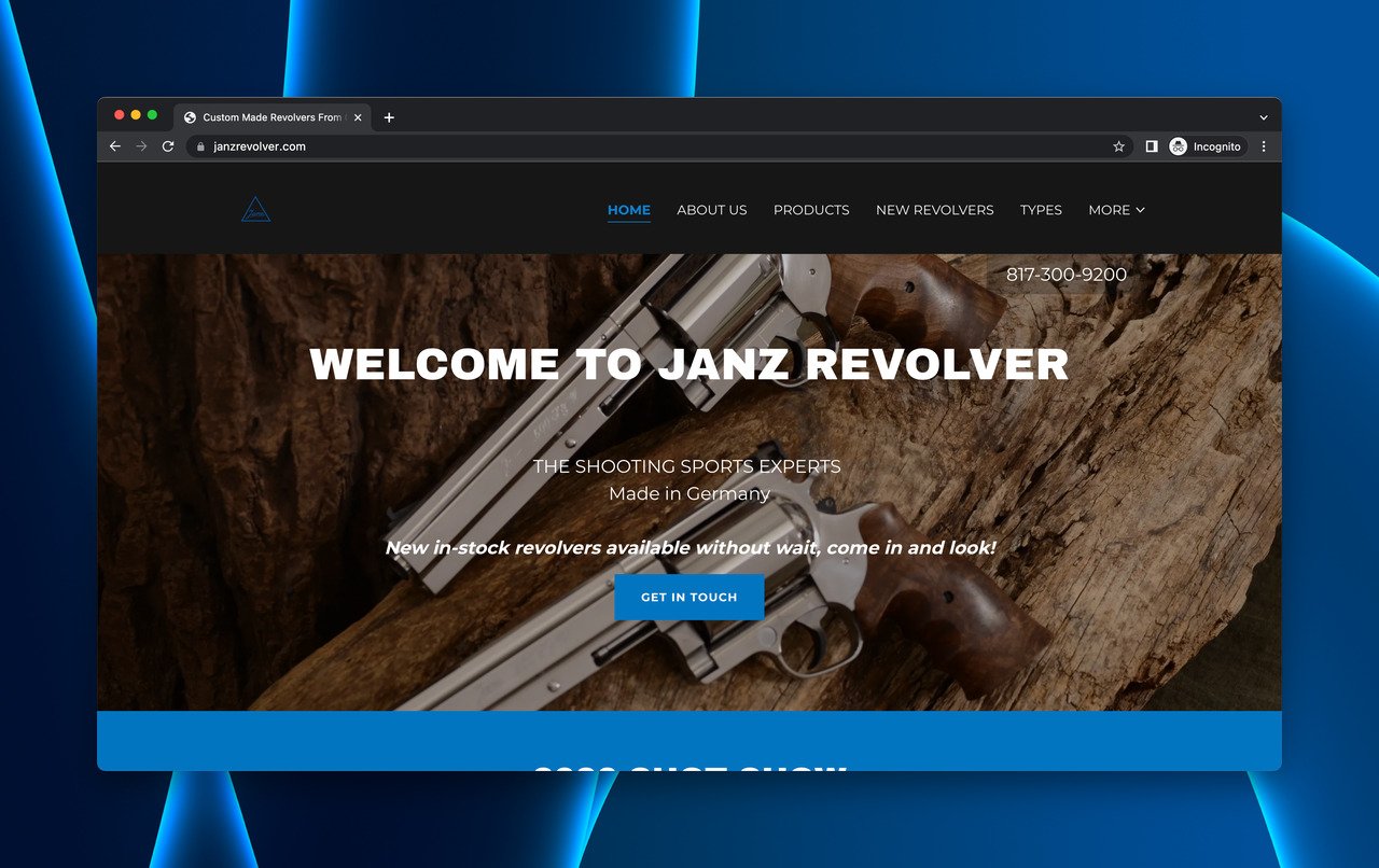 the landing page's above-the-fold part of Janz Revolver