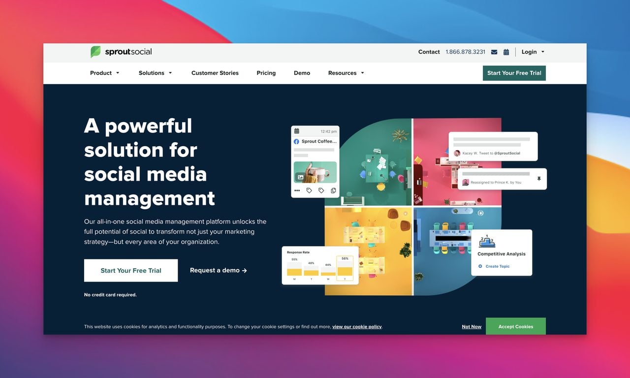 Sprout social community management tool homepage