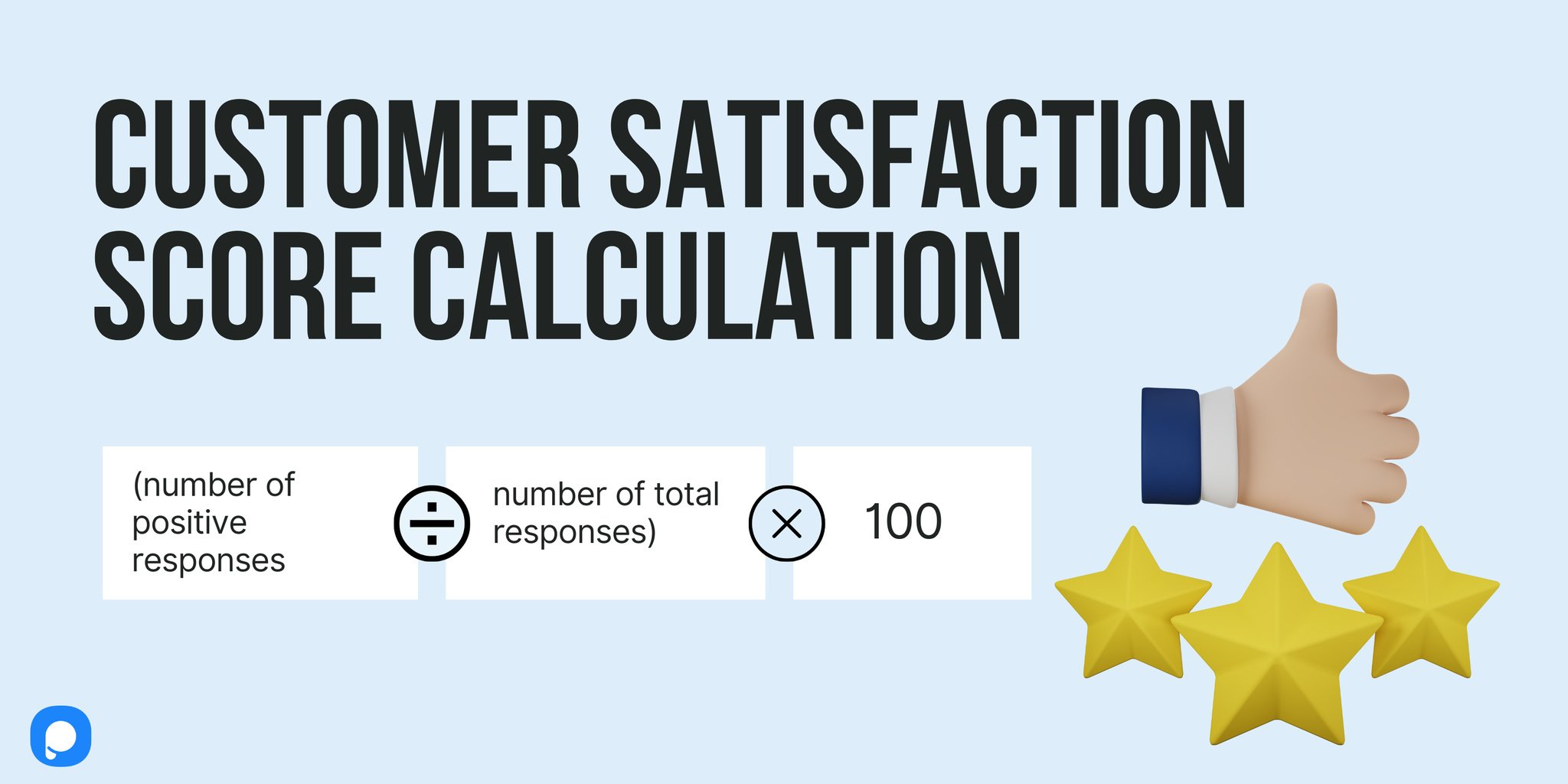 customer-satisfaction-score-calculation with Popupsmart logo and an illustration of a hand and stars