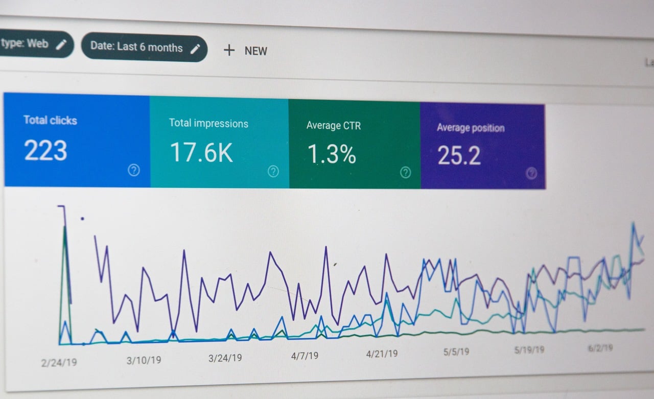 statistics taken from an analytics on the screen of laptop