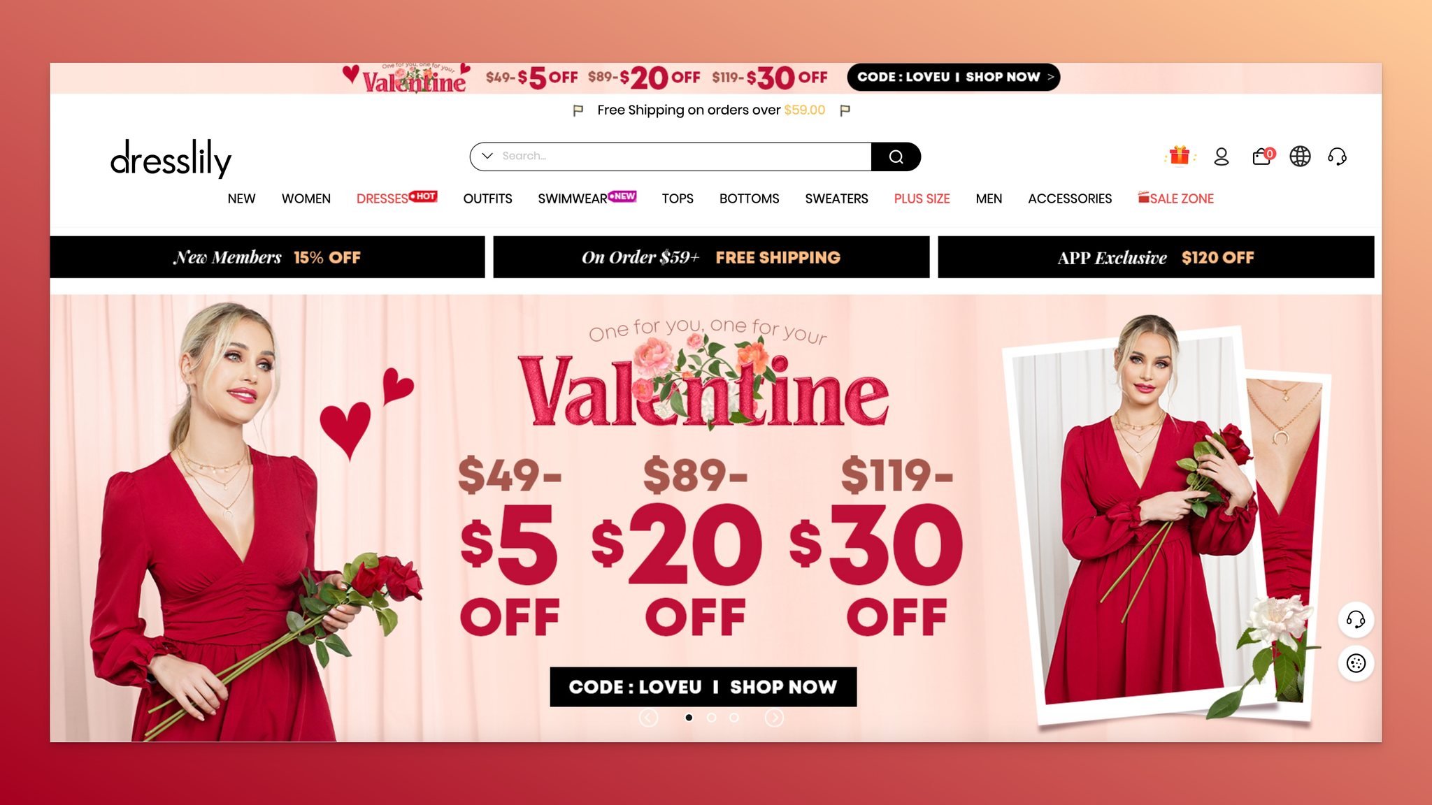 Dresslily’s seasonal campaign coupon code example for Valentine’s Day