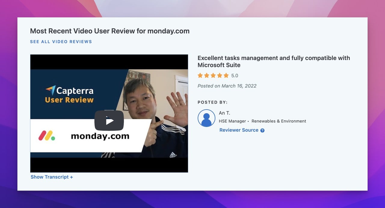 Monday.com Capterra video review