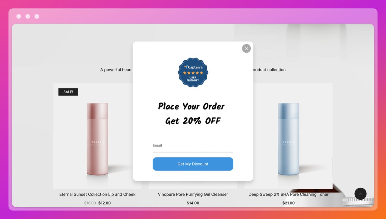 a screenshotof the final look ecommerce trust badge popup example shown on the website