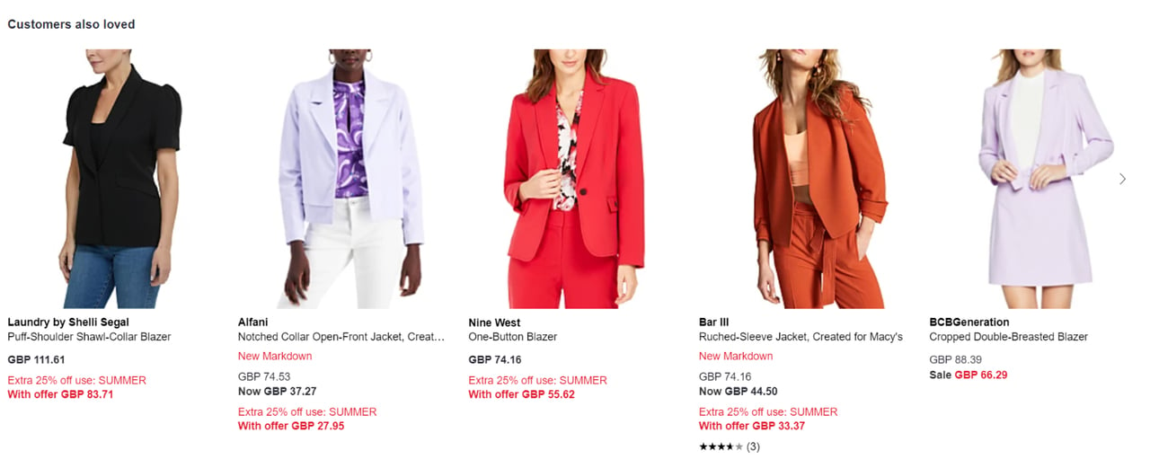 Macys upselling example