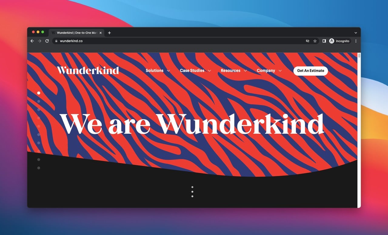 homepage of Wunderkind which is a performance marketing and customer acquisition tool