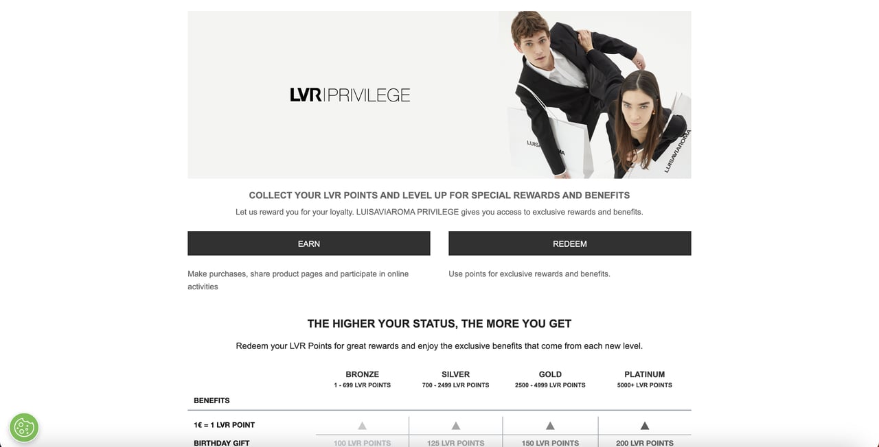 LVR privilege loyalty program page