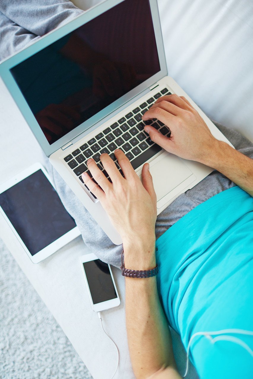 a tablet, mobile phone and a laptop to emphasize device type