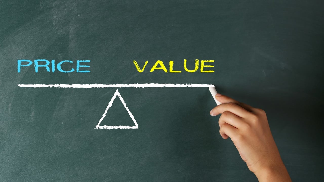 price and value written on a board