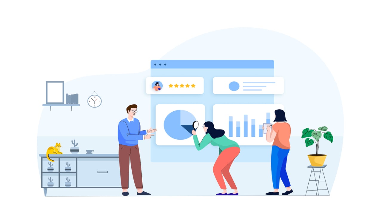 Data analysis process vector illustration