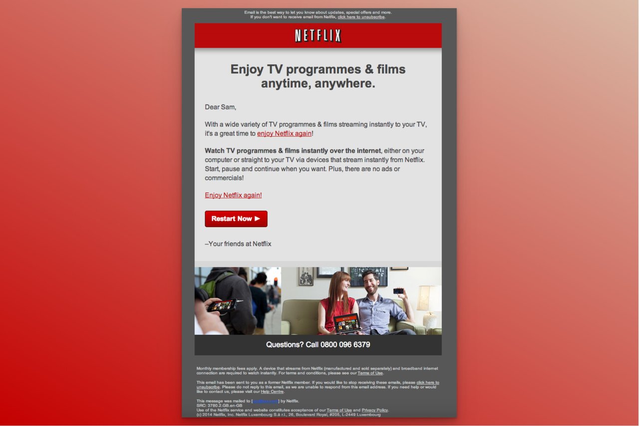 Netflix's email campaign that includes personalized and dynamic content