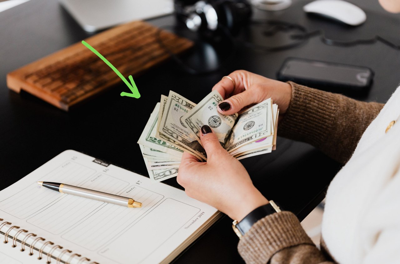 woman counting money