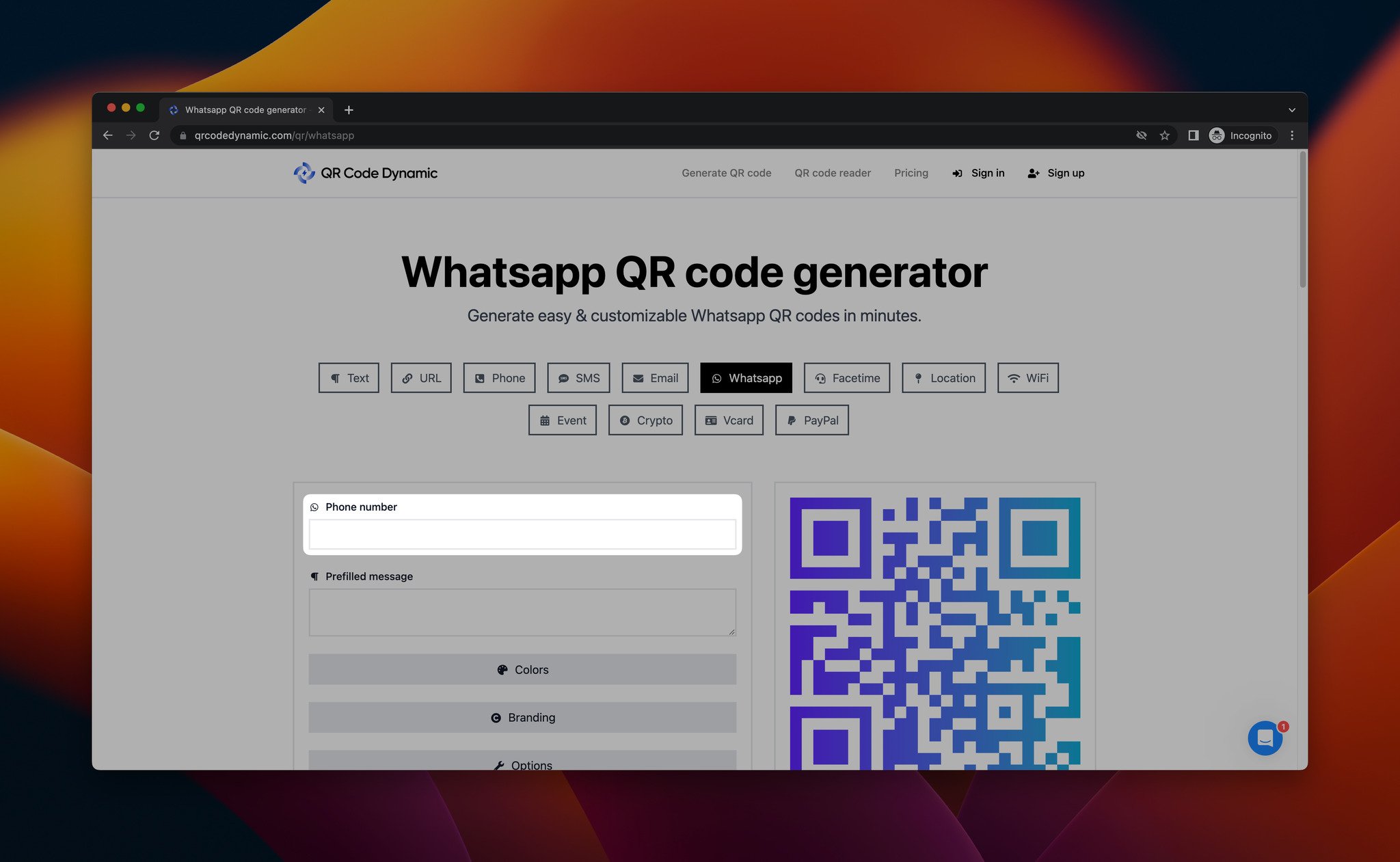 a screenshot emphasizing the phone number part of a WhatsApp QR code