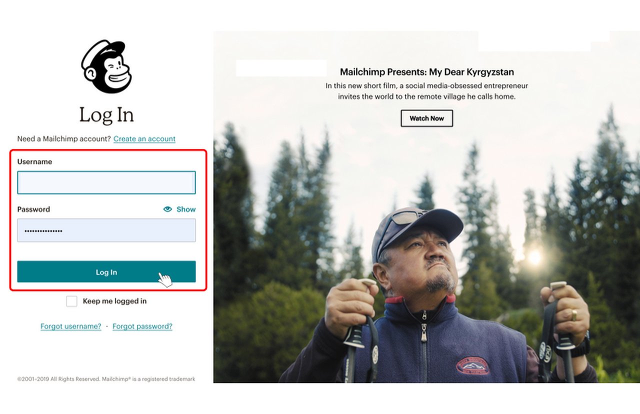 how to login mailchimp account