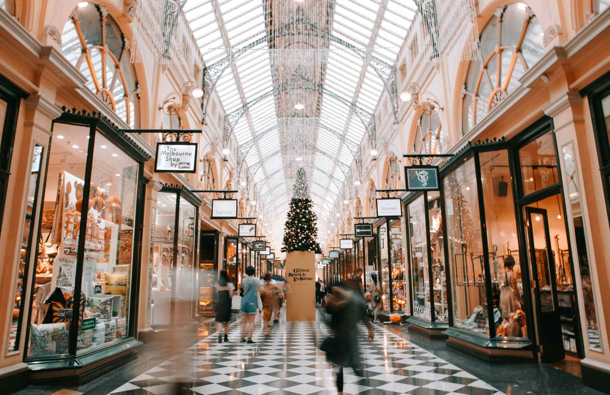 shopping mall with a Christmas tree